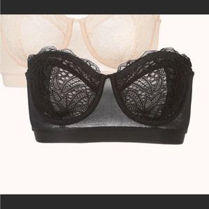 Lively Strapless Black Lace Mesh 32D Bra Lingerie